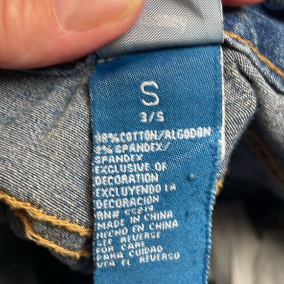 Disney Mickey Mouse Cuffed Blue Jean Shorts, embroidered,  Small 3/5 - Picture 7 of 10